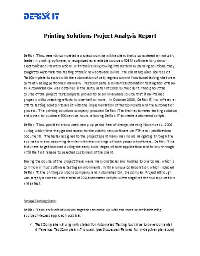 Printing Solutions Case Study